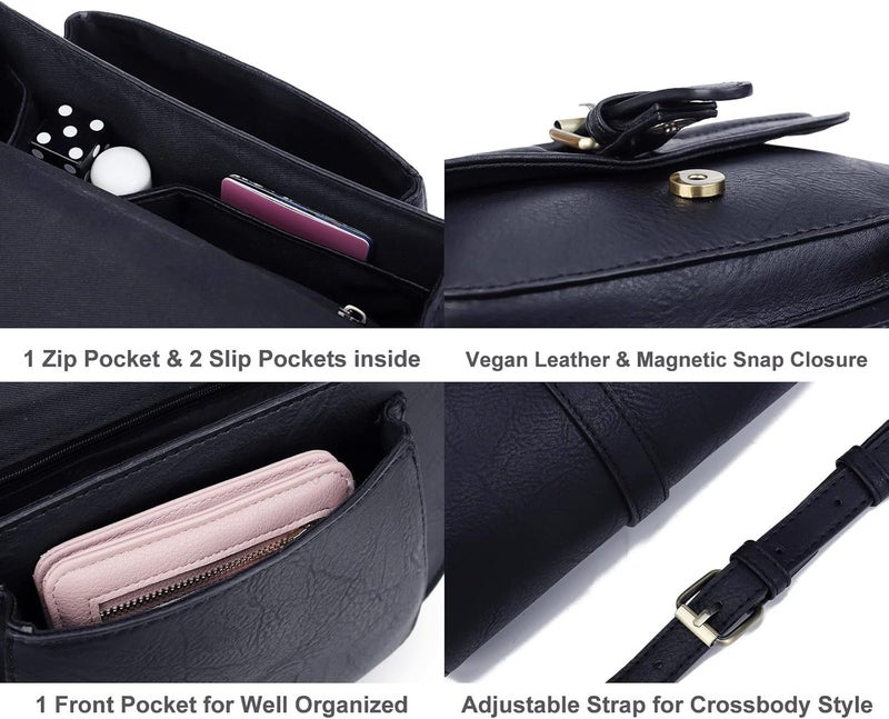 AFKOMST Crossbody Bags for Women,Small Saddle Purse and Boho Cross Body Handbags,Vegan Leather - Image 4